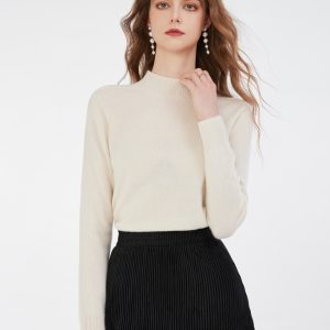 First-line Ready-made Seamless 100% Wool Autumn and Winter Half-high Collar Knitted Bottoming Shirt Knit Sweater