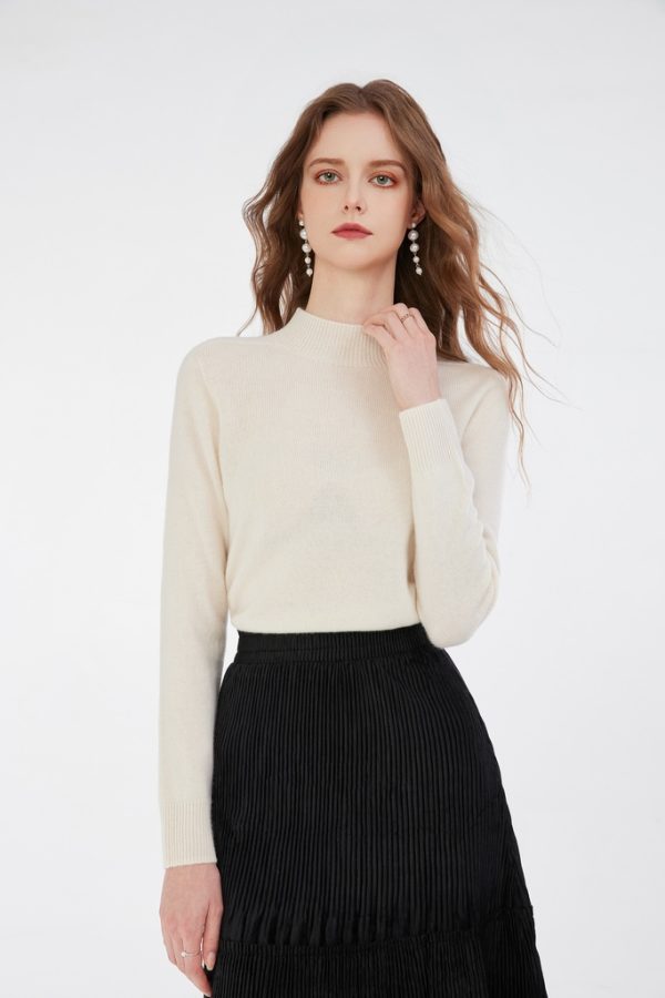 First-line Ready-made Seamless 100% Wool Autumn and Winter Half-high Collar Knitted Bottoming Shirt Knit Sweater