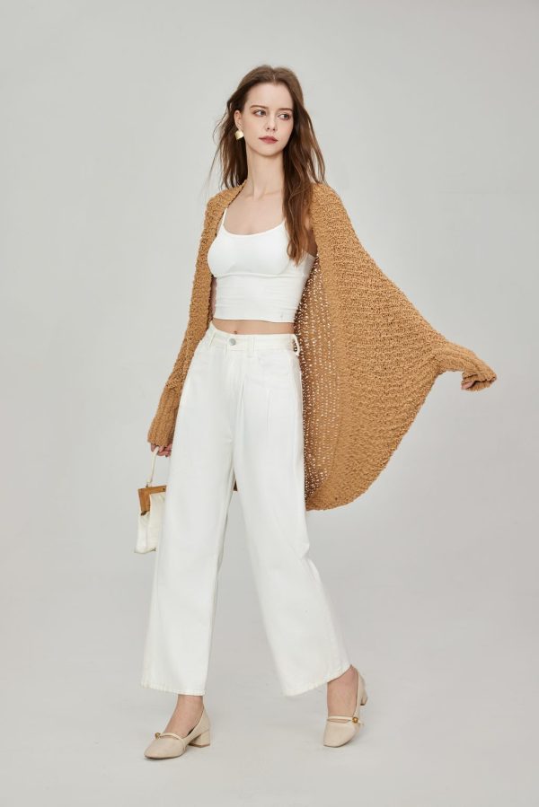 Custom Women's Open Front Sequined Cardigan Long Sleeve Bat Jacket Coat with Chunky Knit Casual Style Sweater - 图片 2