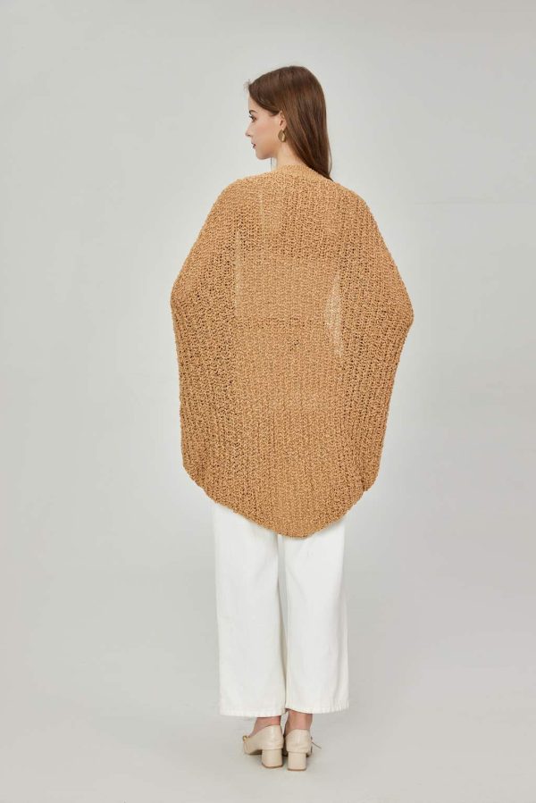 Custom Women's Open Front Sequined Cardigan Long Sleeve Bat Jacket Coat with Chunky Knit Casual Style Sweater - 图片 4