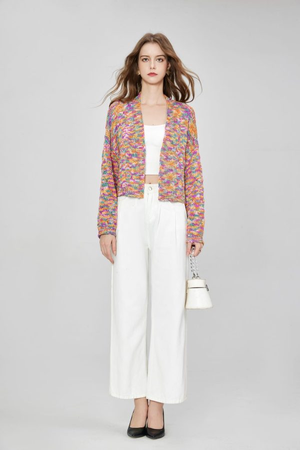 High-end Unprinted Women's Multi-color Knitted Cardigan Shawl Drop Shoulder Loose Long-sleeved Knit Jacket Coat - 图片 3