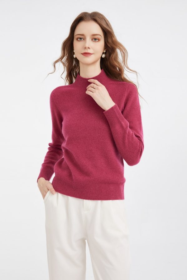 First-line Ready-made Seamless 100% Wool Autumn and Winter Half-high Collar Knitted Bottoming Shirt Knit Sweater - 图片 3