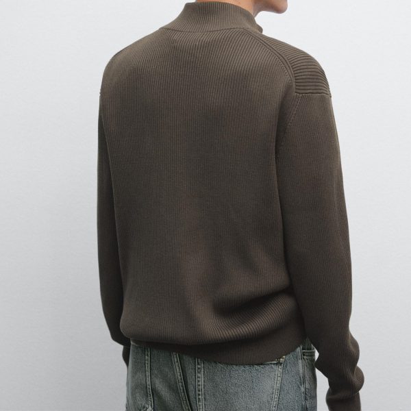 Retro Chic Stand Collar Zip-Up Knit Jacket French Style Relaxed Fit Loose Long Sleeve Knit Cardigan Minimalist Solid Color Mock - 图片 2