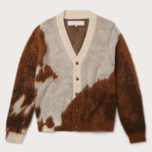 Custom Brushed Mohair Cardigan Factory OEM Intarsia Knitwear Manufacturer Wool Blend Sweater