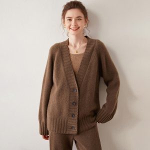 2025 Autumn Winter New Thick Cashmere Cardigan for Women Stylish Korean-Style Long Knitted Outerwear Top Loose Casual Sweater