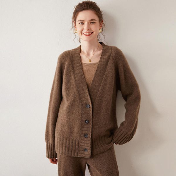 2025 Autumn Winter New Thick Cashmere Cardigan for Women Stylish Korean-Style Long Knitted Outerwear Top Loose Casual Sweater