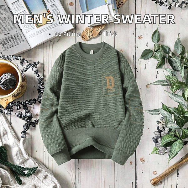Custom Men's Thickened Warm Pullover Sweater Winter Crew Neck Logo Knitted Sweater Factory Wholesale Low Order Quantity - 图片 2