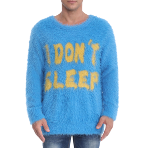 Custom LOGO Men Mohair Sweater Long Sleeve Crew Neck Pullover Knitwear Furry Knitted Jumper Winter Fuzzy Mohair Sweater Custom