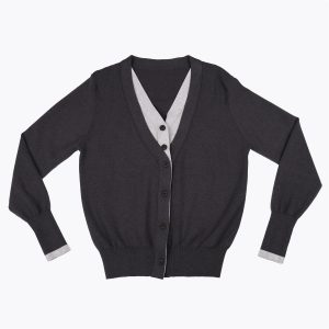 Custom Mock Layer Cardigan Factory Contrast Trim Knitwear Layered Look Cardigan 2 in 1 Sweater V Neck Smart Casual Knitwear