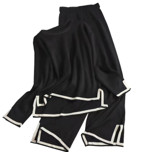 Women's Casual Two-Piece Set Solid Knitted Pullover Sweater Pants for Autumn Fashionable Ropa De Mujer Roupas Femininas Da Moda