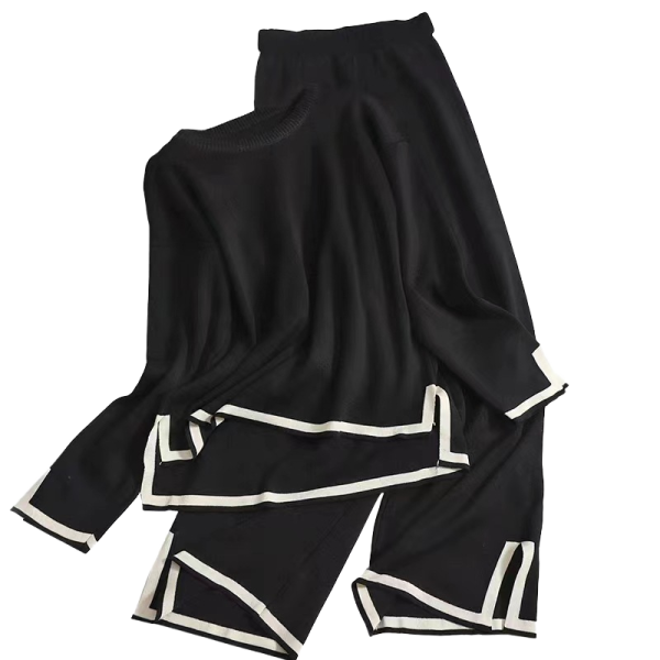 Women's Casual Two-Piece Set Solid Knitted Pullover Sweater Pants for Autumn Fashionable Ropa De Mujer Roupas Femininas Da Moda