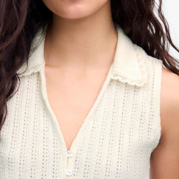 OEM Service Crochet-Knit V-Neck Sweater Vest with a Delicate Lace Collar Design Offering an Elegant and Vintage-inspired Look - 图片 3