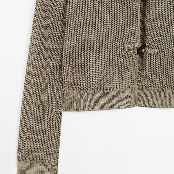 Sophisticated Cropped Long Sleeve Cardigan Outerwear Minimalist Solid Lapel Tie Button Long Sleeve Cardigan Relaxed Casual Style - 图片 4