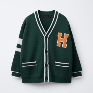 Custom 12 Gauge Varsity Cardigan Factory OEM Chenille Patch Cotton Blend Letterman Sweater