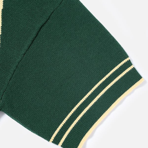 Wholesale Custom Applique Number Multi-Texture Knit Jersey Women's Blokecore Cropped V-Neck Sweater - 图片 4