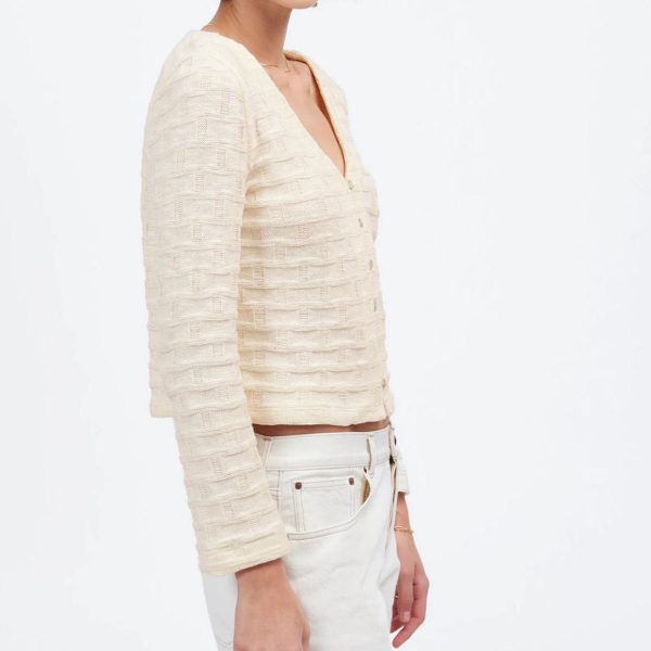 Minimalist Solid V Neck Single Breasted Long Sleeve Knit Cardigan Versatile and Slim Fit Cropped Knit Top for Office Wear - 图片 3