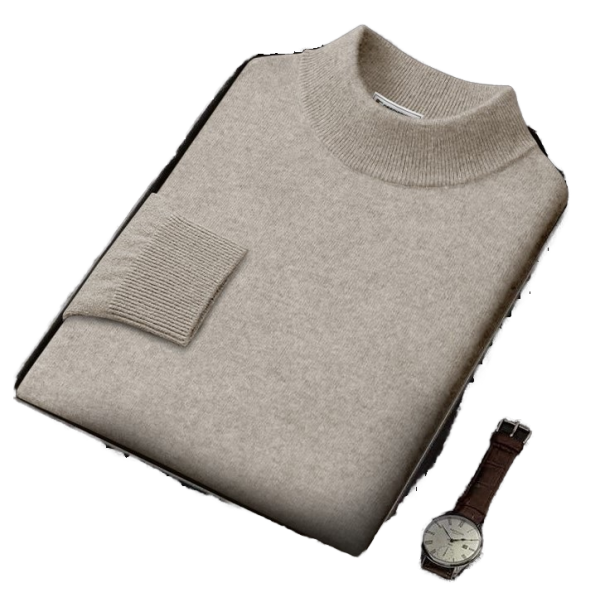 Autumn Winter Men's Pullover Sweater Plus Size High Collar Seamless Line Light Luxury Knitted Weave Breathable - 图片 4