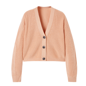 Solid Color Button V-Neck Cardigan Sweater Loose Outer Woven Casual Style for Autumn Season