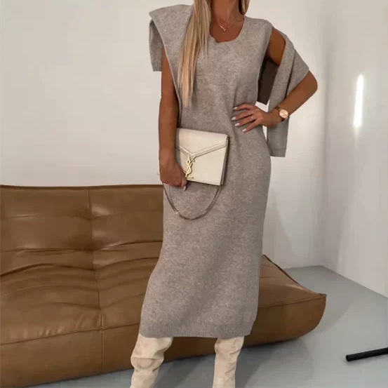 Minimalist Knitted Set (Top + Skirt) High - End Knitted Set Daily Minimalist Knitted Outfit Minimalist High - End Knitted Set