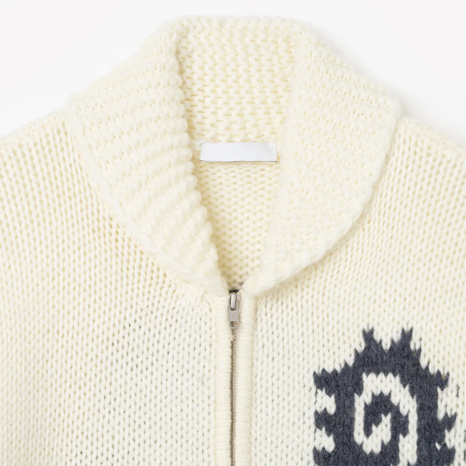 Custom Jacquard Zip Cardigan Sweater Manufacturer OEM Chunky Knit Shawl Collar Folk Pattern Wool Jumper for Men Wholesale - 图片 4