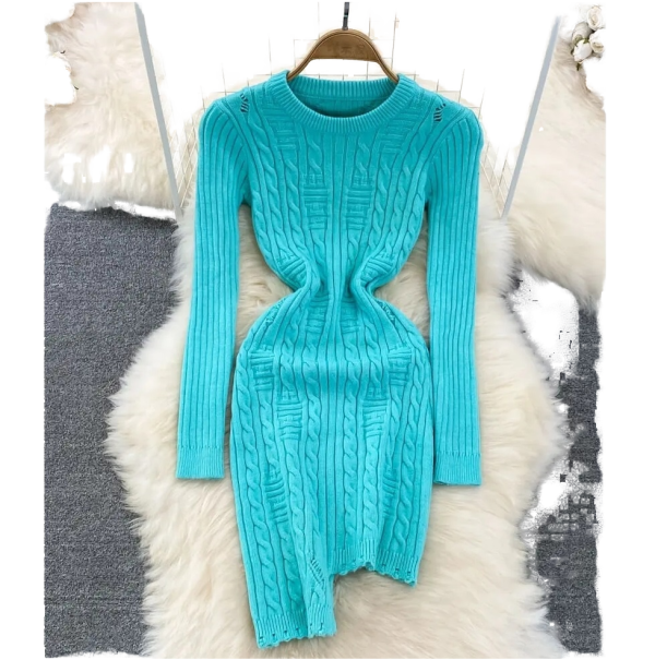 New Arrival Women's Casual Mini Bodycon Dress for Spring Fall Empire Sleeveless Knitted Sweater Dress Wholesale Fashion Spandex - 图片 3