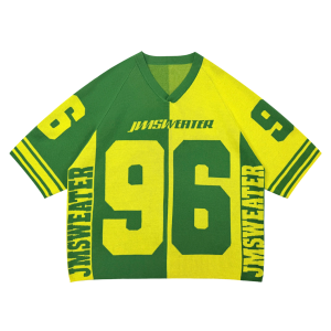 OEM Men's Custom Logo V Neck Short Sleeve 100% Cotton Soccer & American Football Jersey Summer Knitted Top