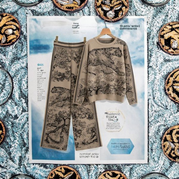 Autumn Casual Knit Outfits Wholesale 2-Piece Set with Printed Long Sleeve Sweater and Pants Breathable Animal Pattern - 图片 3