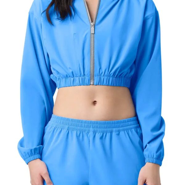 Ladies' Athletic Water Resistant Windbreaker Fashionable Cropped Hooded Windbreaker Lightweight Windproof Hooded Jacket - 图片 3