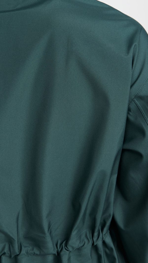 Casual Sport Style Women's Trench Coat a Simple Solid Color Essential for Outdoor Activities Dark Green Hooded Pocket Design - 图片 3