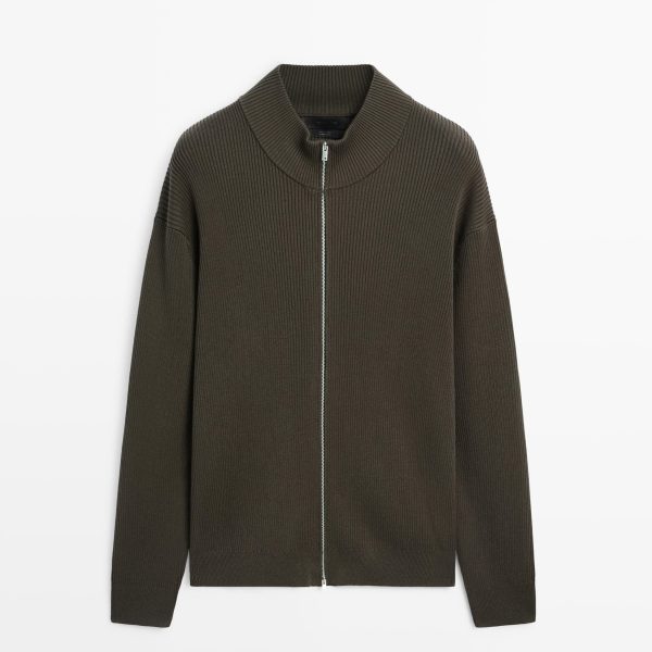 Retro Chic Stand Collar Zip-Up Knit Jacket French Style Relaxed Fit Loose Long Sleeve Knit Cardigan Minimalist Solid Color Mock - 图片 3