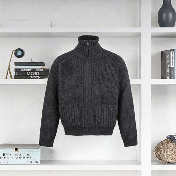Autumn Winter Men's High Quality 100% Cotton Sweater Warm Crewneck Long Sleeve Pullover Logo Jacquard Knitted Top Breathable - 图片 4