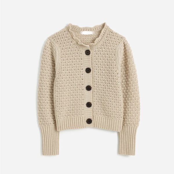 French Elegant Autumn and Winter New Women's Knit Cardigan with Long Sleeves Hollow Out Knit Texture Handmade Knit Top.