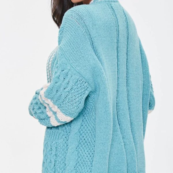 V Neck Long Knit Cardigan With Exquisite Mélange Texture Retro Style V Neck Long Sleeve Button Elegant Blended Chunky Yarn - 图片 3