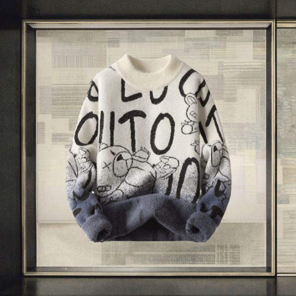 Autumn Winter Men Thick Jacquard Sweater Men's Mink Velvet Warmth Thickening Breathable Youth Fuzzy Sweater - 图片 3
