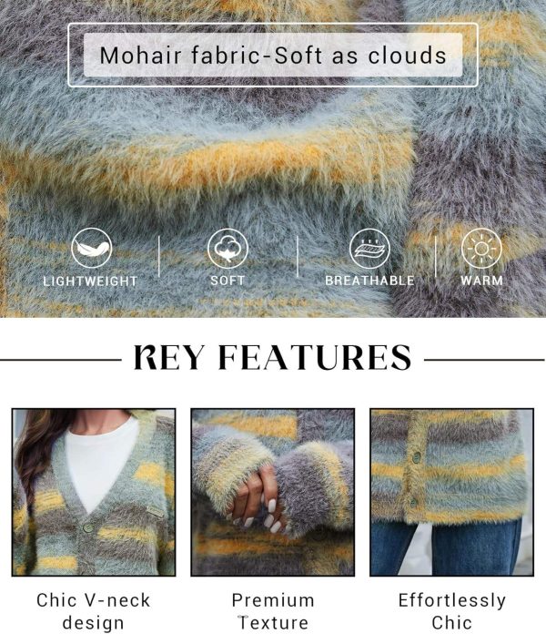 Wholesale Custom Wool and Cashmere Blend Cardigan Women's V-Neck Luxury Knit Sweater - 图片 4