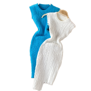 New Arrival Women's Casual Mini Bodycon Dress for Spring Fall Empire Sleeveless Knitted Sweater Dress Wholesale Fashion Spandex