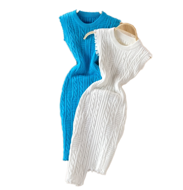 New Arrival Women's Casual Mini Bodycon Dress for Spring Fall Empire Sleeveless Knitted Sweater Dress Wholesale Fashion Spandex