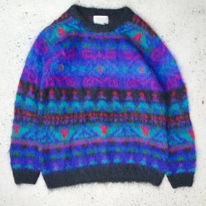 OEM Service Vintage Talbots Jacquard Pattern Mohair Blend Sweater Tie-Dye Style Mohair Pullover Multicolored Pattern