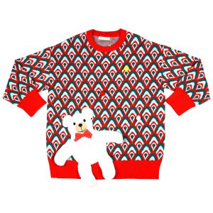 Ugly Christmas Sweater Wholesale Detachable Bear Pullover Festive Novelty Knitwear 3D Applique Jacquard Knitwear