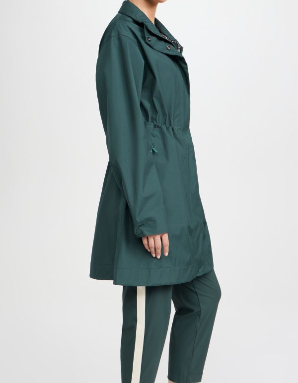 Casual Sport Style Women's Trench Coat a Simple Solid Color Essential for Outdoor Activities Dark Green Hooded Pocket Design - 图片 2