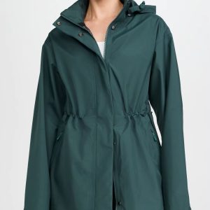 Casual Sport Style Women's Trench Coat a Simple Solid Color Essential for Outdoor Activities Dark Green Hooded Pocket Design