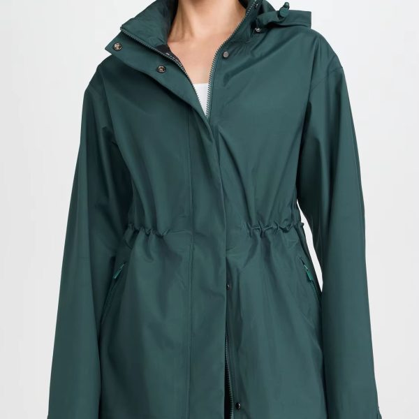Casual Sport Style Women's Trench Coat a Simple Solid Color Essential for Outdoor Activities Dark Green Hooded Pocket Design