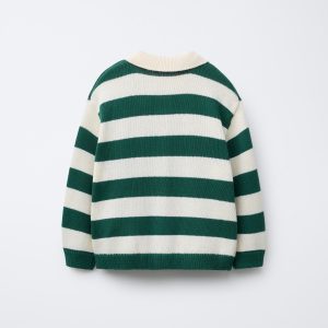 Custom Retro Striped Rugby Polo Knit Top Sweatshirt Manufacturer OEM Heavyweight Cotton Preppy Style Long Sleeve