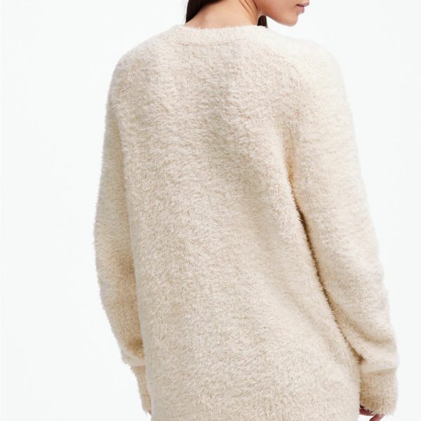 OEM Service Solid Color Knit Outerwear Featuring Long Sleeve Knit Sweater Fuzzy Sweet Gentle Breathable Fashionable - 图片 4