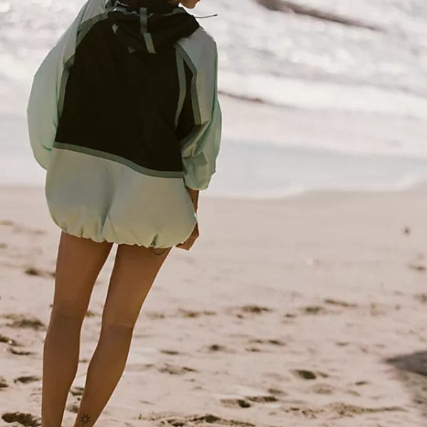 Women's Color Block Hooded Jacket Outerwear Stylish Patchwork Design Hooded Windbreaker Jacket Solid Long Sleeve Sweatshirt - 图片 4