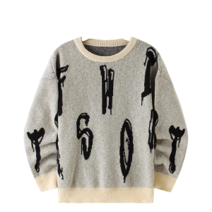 Customized Boutique Men's Autumn Winter Sweater Long Sleeved Jacquard Knitted with Anti-Wrinkle Anti-Shrink Features