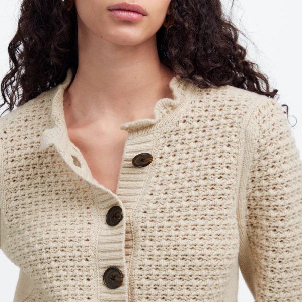 French Elegant Autumn and Winter New Women's Knit Cardigan with Long Sleeves Hollow Out Knit Texture Handmade Knit Top. - 图片 2