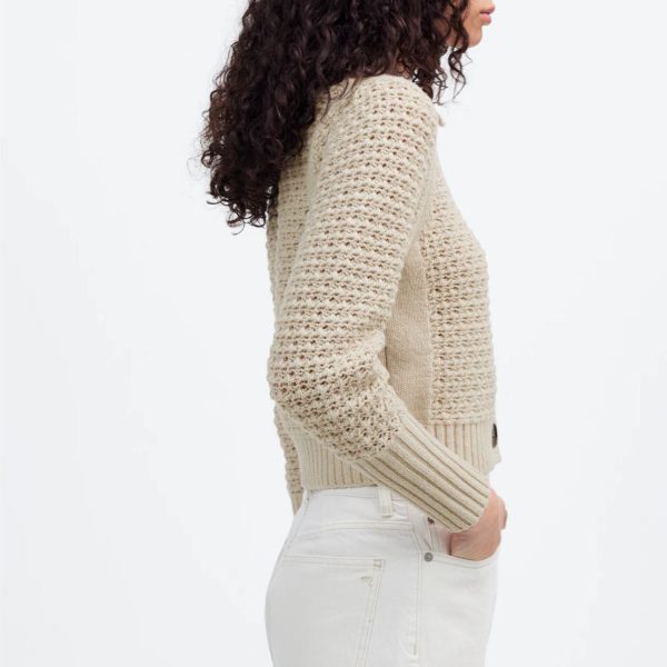 French Elegant Autumn and Winter New Women's Knit Cardigan with Long Sleeves Hollow Out Knit Texture Handmade Knit Top. - 图片 3