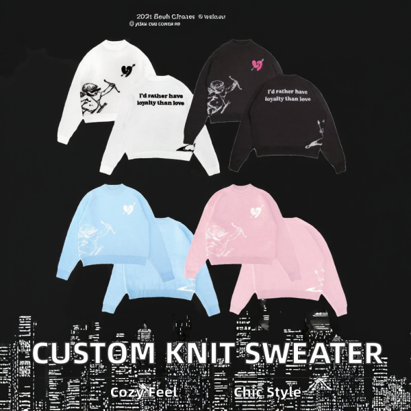 Men Crew Neck Jacquard Knit Sweater Custom Pattern Logo Wholesale Long Sleeve Dropped Shoulders Anti-Wrinkle Winter Season - 图片 2