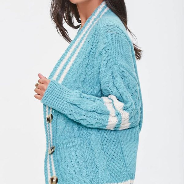 V Neck Long Knit Cardigan With Exquisite Mélange Texture Retro Style V Neck Long Sleeve Button Elegant Blended Chunky Yarn - 图片 2